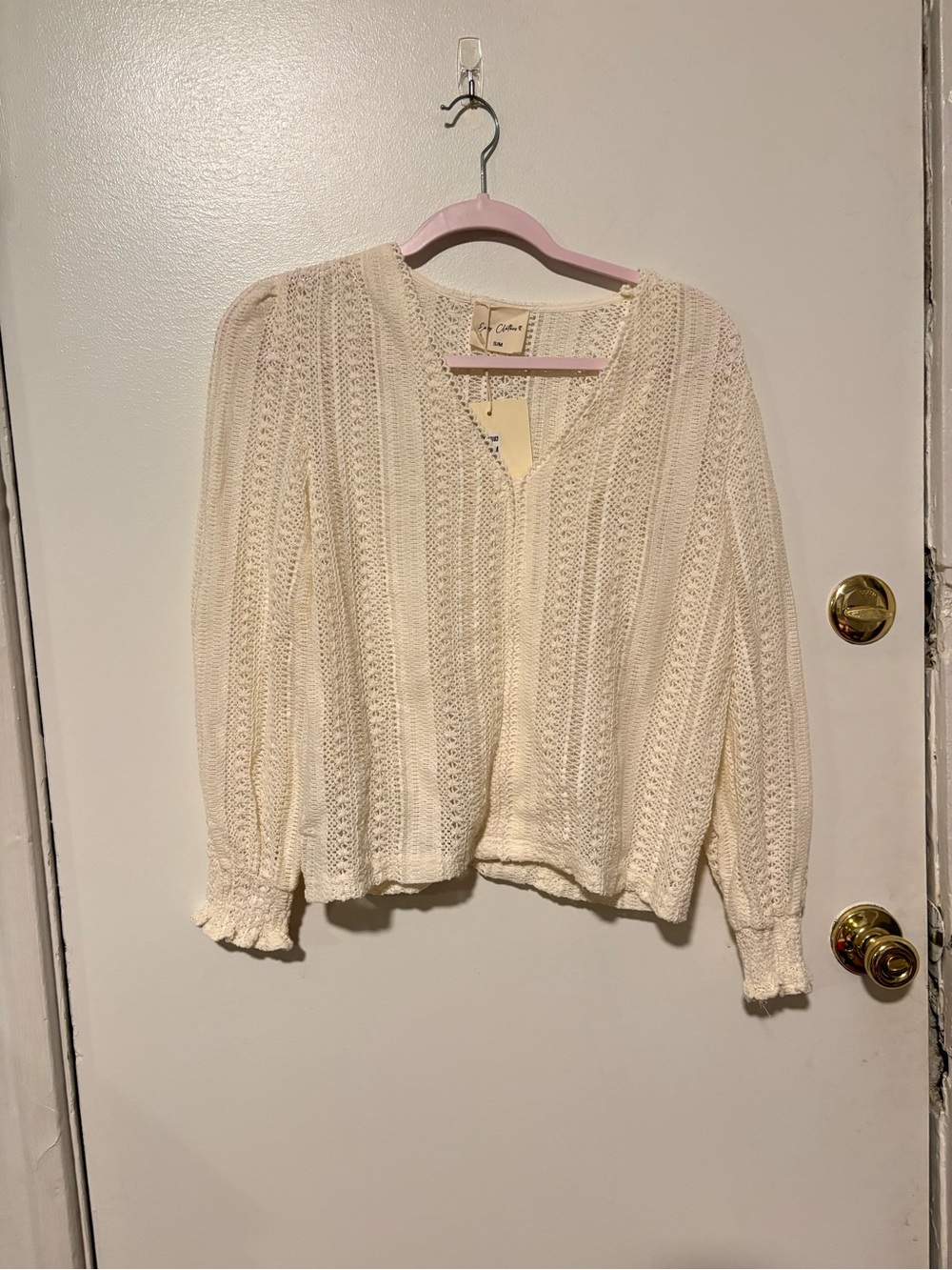 Cute boho 100% cotton NWT cream top small